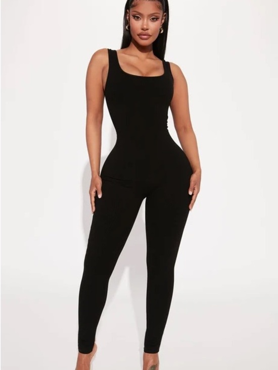 Pants - Snatched Sleek Black Ribbed Tank Jumpsuit